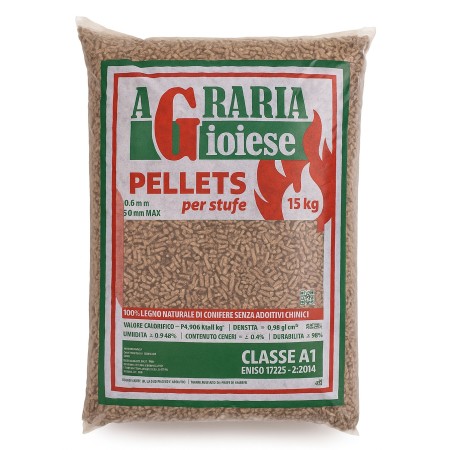 PELLET PER STUFE AGRARIA GIOIESE CLASSE A1 LEGNO DI CONIFERE – PALLET 70 SACCHI DA 15KG