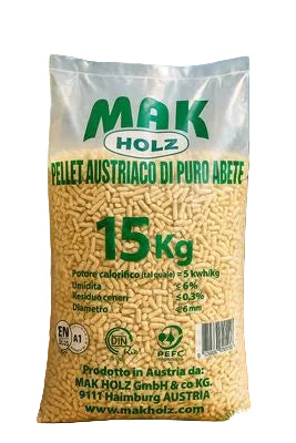 MAK Holz – Palette 70 Sacchi da 15 Kg | Pellet Austriaco Premium di Puro Abete