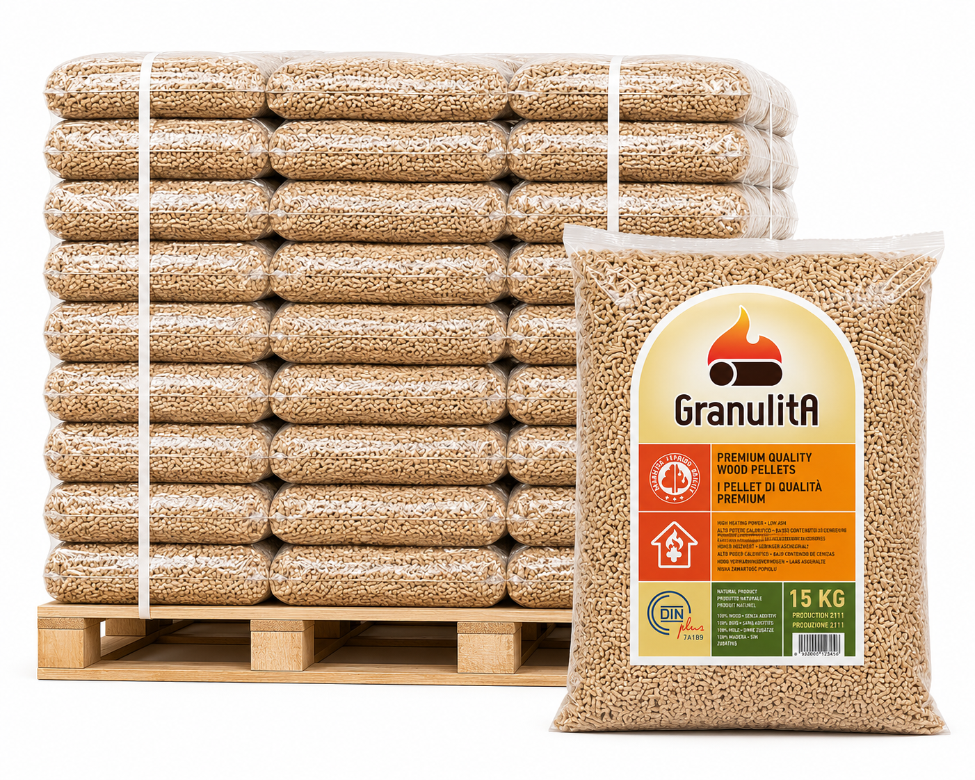 Granulita ENplus A1 Pellet – 70 Sacchi per Stufe e Caldaie