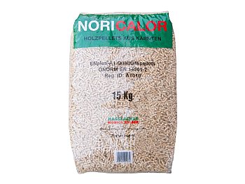 PELLET NORICALOR DI ABETE AUSTRIACO CERTIFICATO A1 – PALLET 70 SACCHI DA 15KG