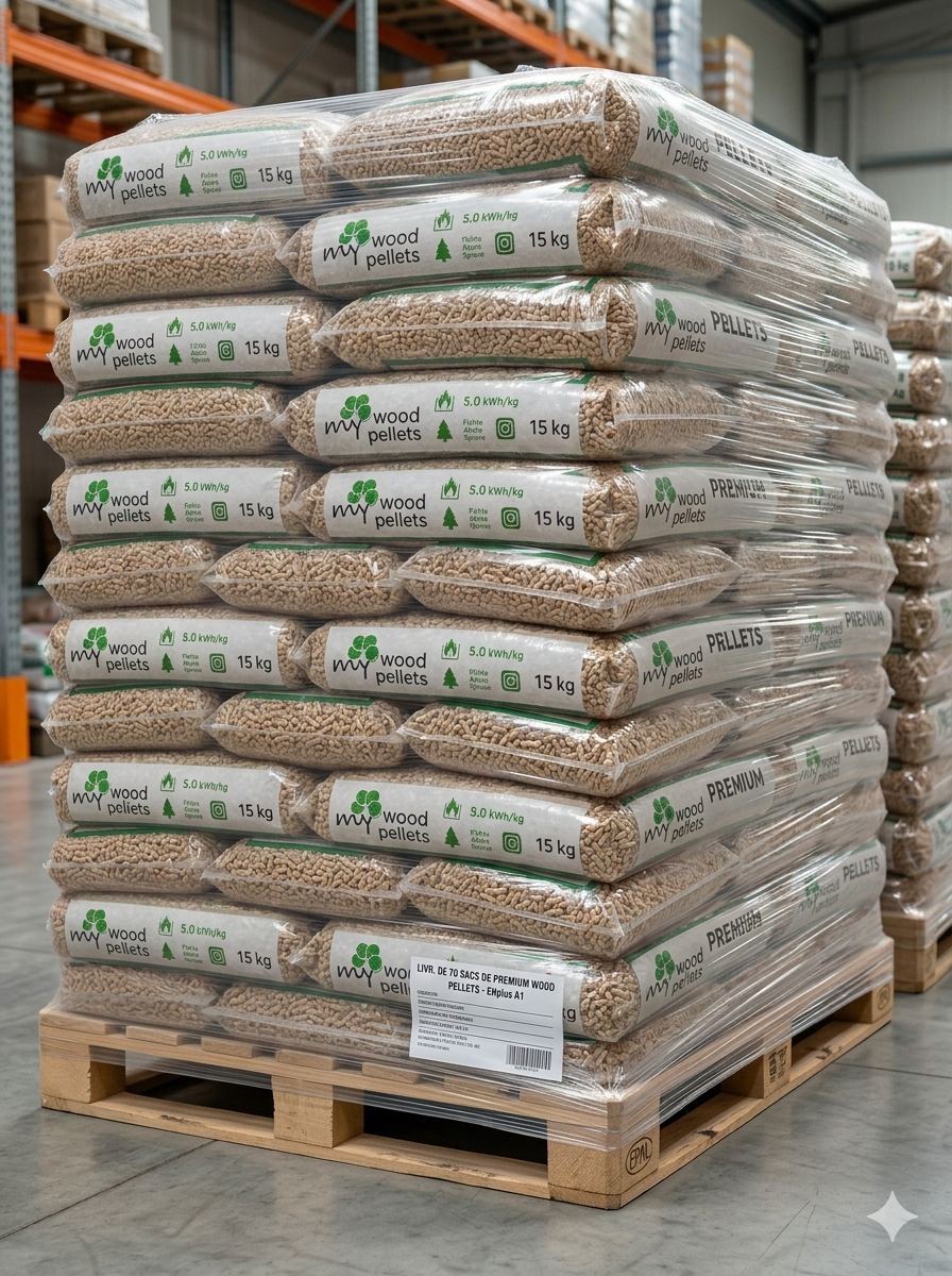 PELLET DI FAGGIO E ABETE – ALTO POTERE CALORIFICO – PALLET 70 SACCHI DA 15KG
