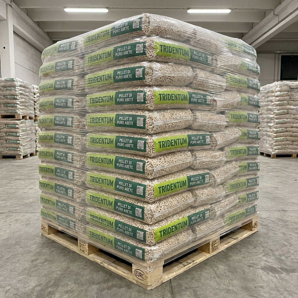 PELLET TRIDENTUM 100% PURO ABETE ENplus A1 – PALLET 70 SACCHI DA 15KG
