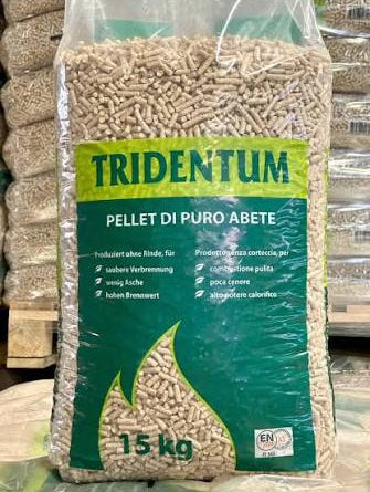 PELLET TRIDENTUM 100% PURO ABETE ENplus A1 – PALLET 70 SACCHI DA 15KG