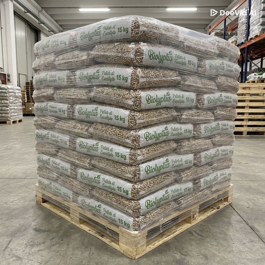 BIOLYPTUS PELLET DI EUCALIPTO 100% – PALLET 70 SACCHI DA 15KG
