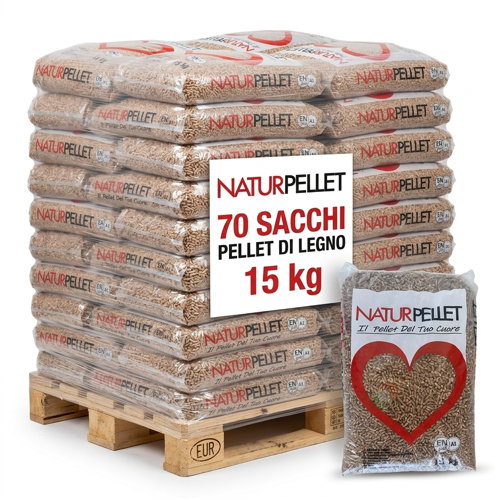 Pellet Fiemme Premium ENplus A1 – 100% Abete ad Alto Potere Calorifico – PALLET 70 SACCHI DA 15 kg